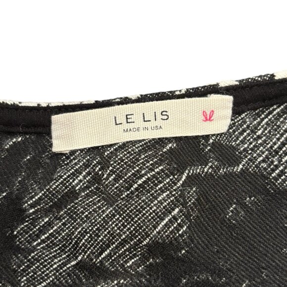 Le Lis Fit & Flare Embroidered Dress M Sleeveless‎ Zip Back Ivory Black - Picture 3 of 5